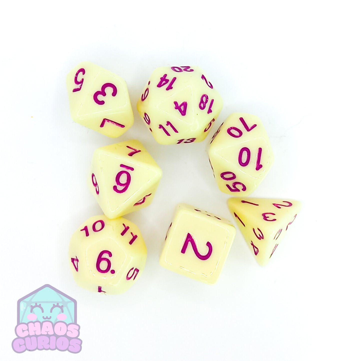 Raspberry Cream Retro Candy 7-piece Dice Set