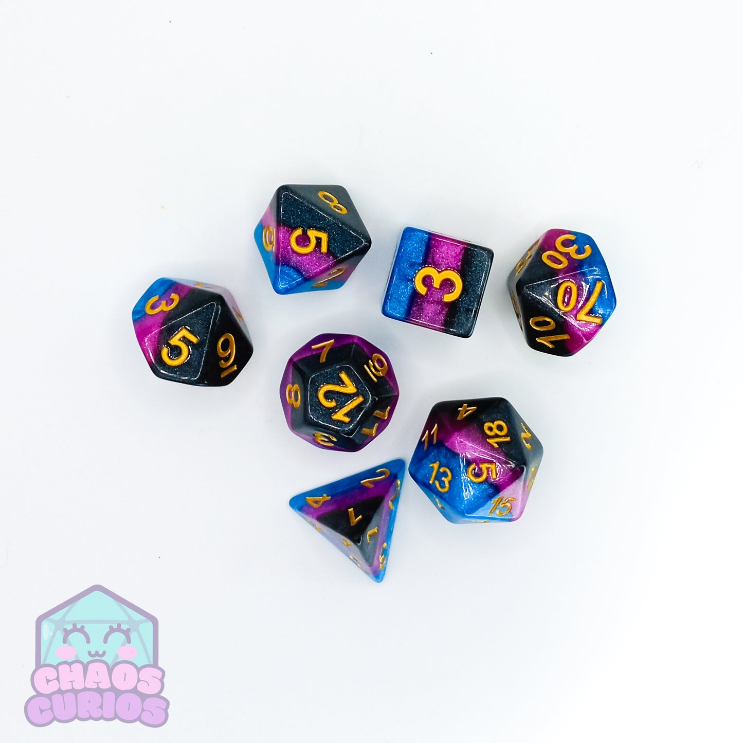 Liquorice Stripes 7-piece Dice Set