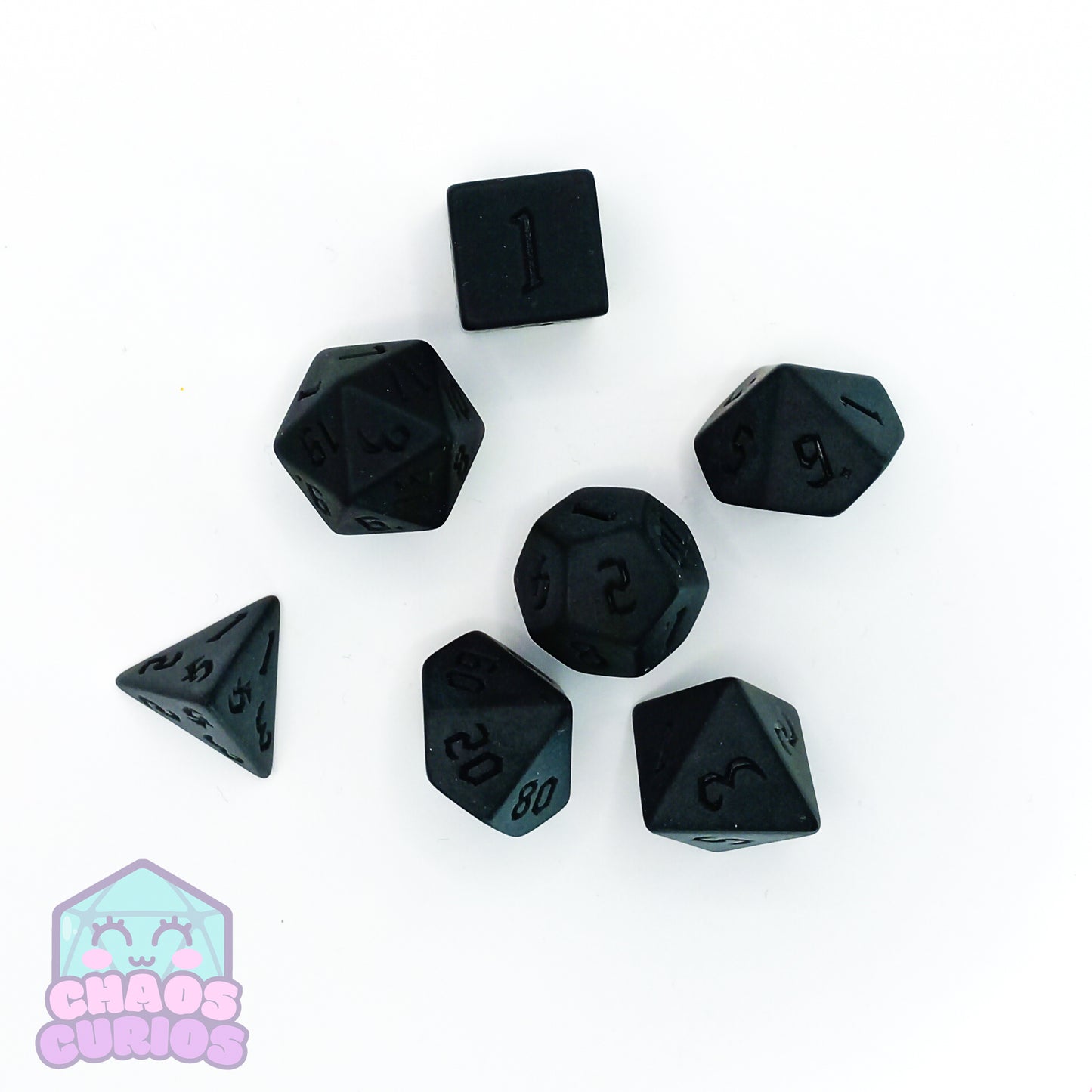 Black Matte Chaos 7-piece Dice Set