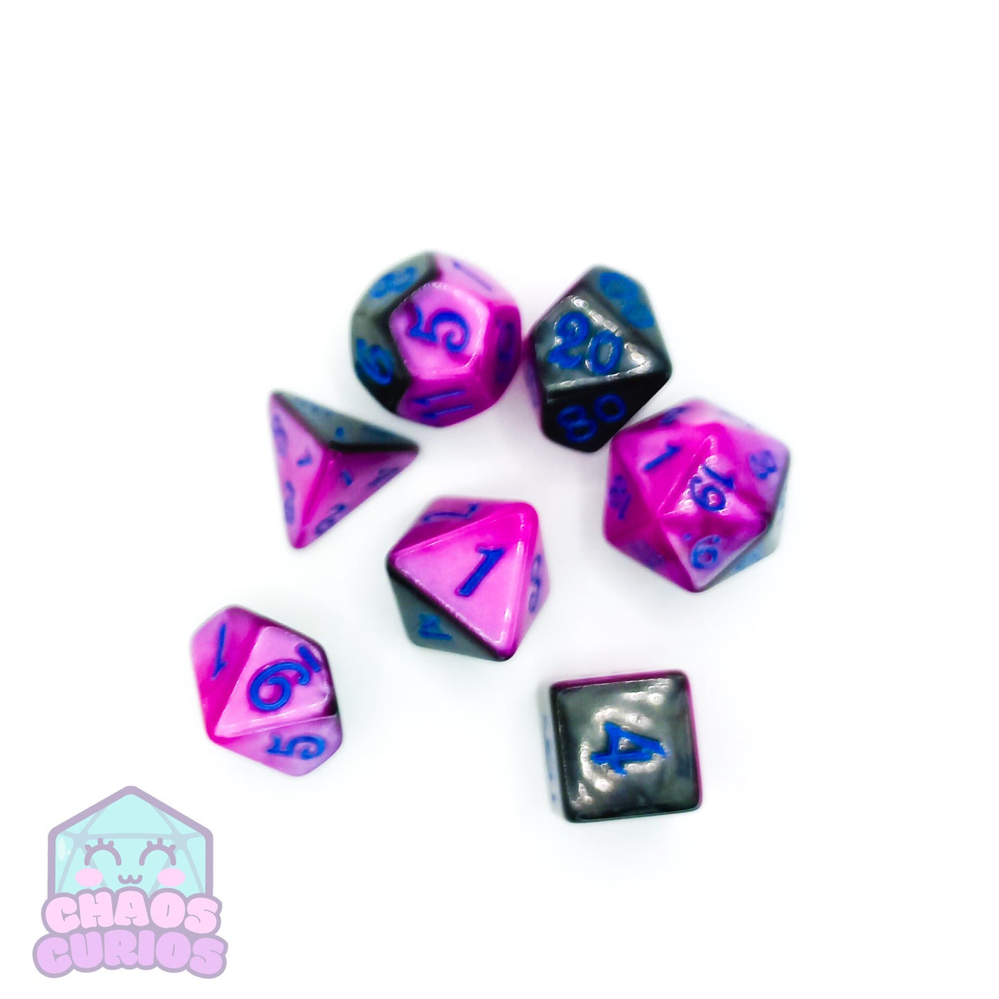 Purple Black Blue Carnival 7-piece Dice Set