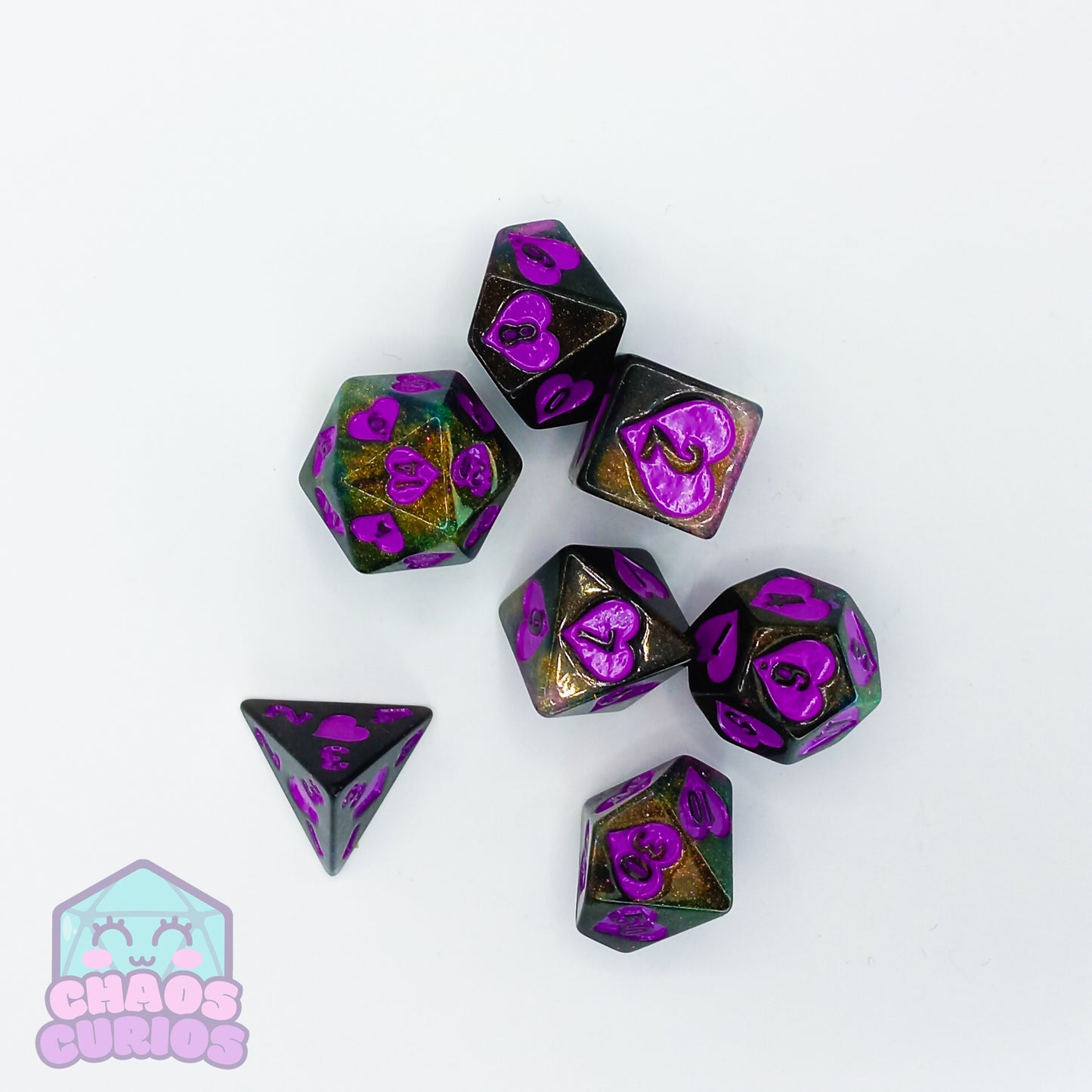 Purple Heart Inkwell 7-piece Dice Set