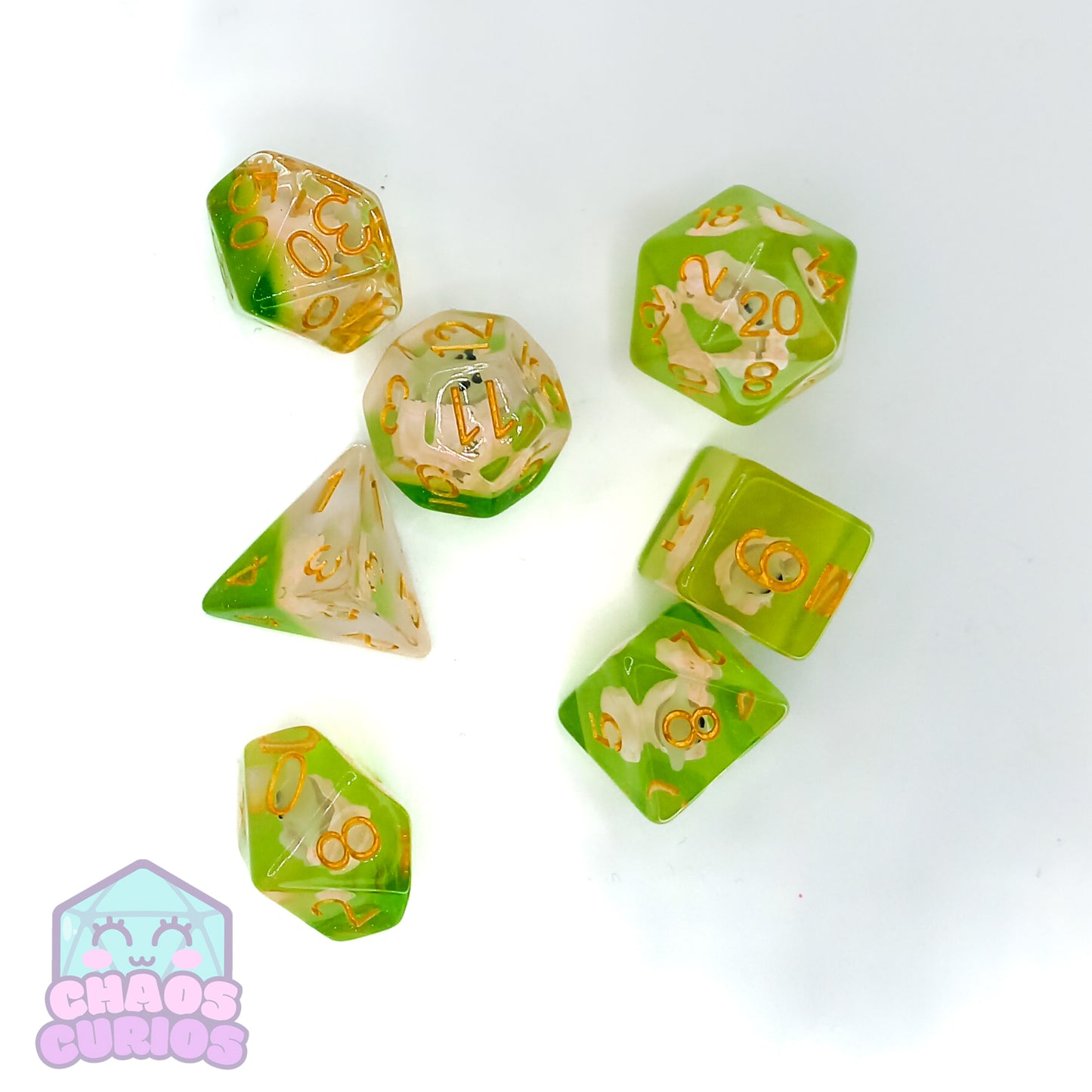 Space Soup Green Baby 7-piece Resin Dice Set