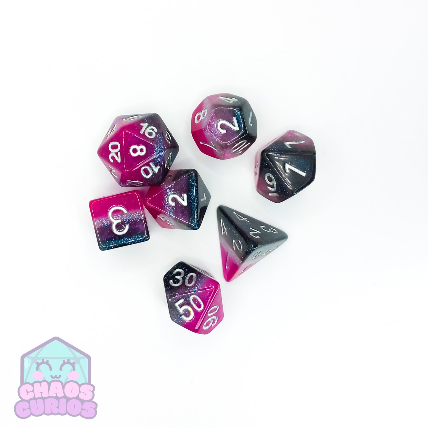 PRIDE Asexual Glitter Layered 7-piece Resin Dice Set