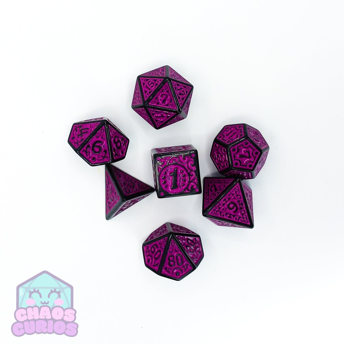 Purple Black Glyph 7-piece Dice Set