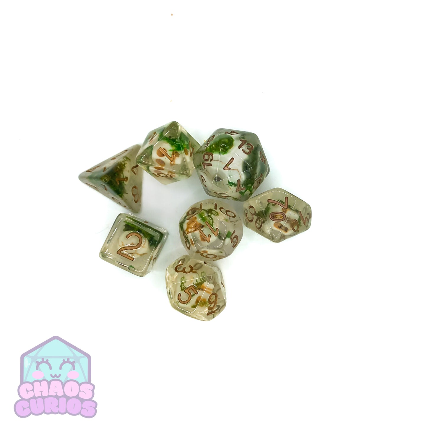 Mossy Grave 7-piece Resin Dice Set