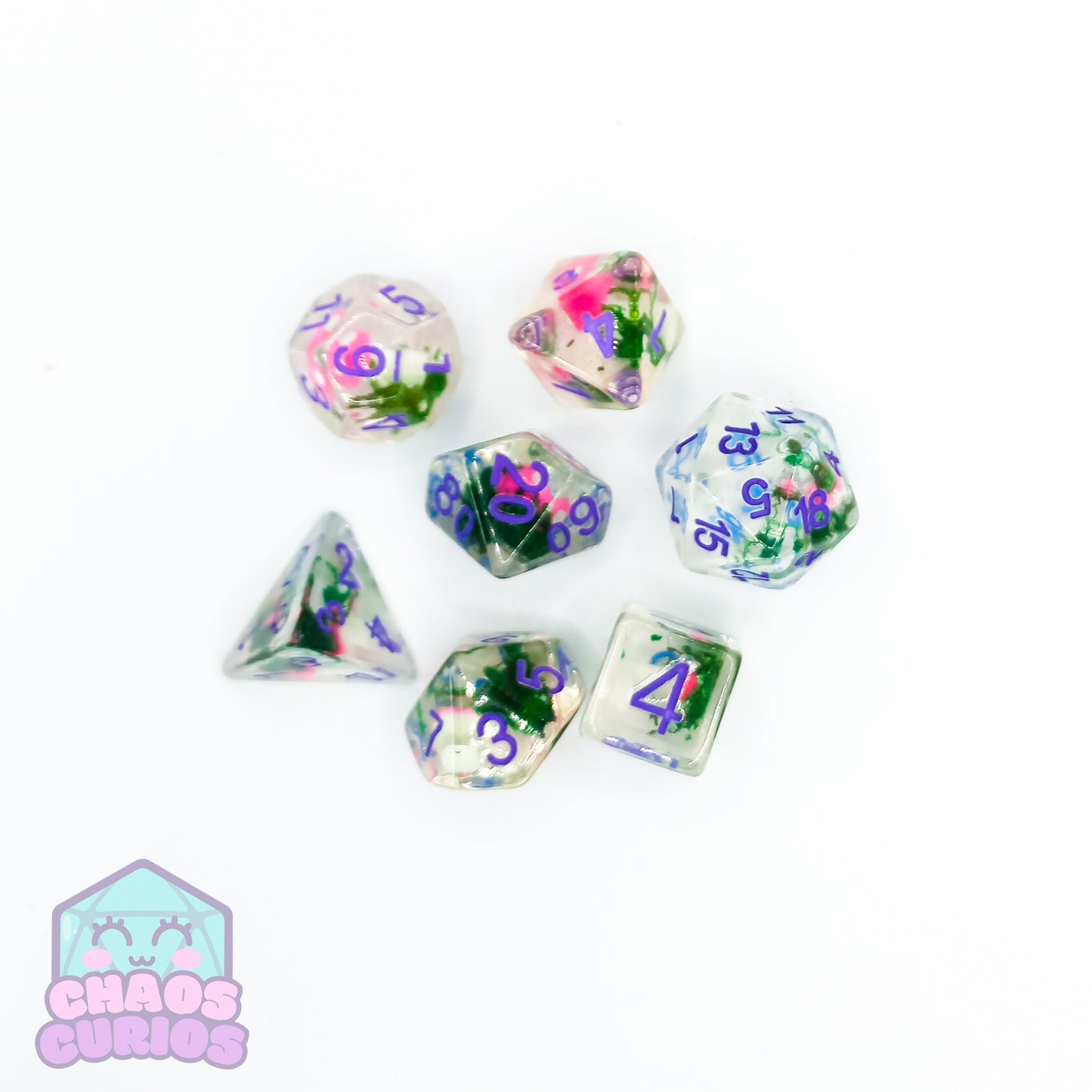 Purple Toadstool 7-piece Resin Dice Set