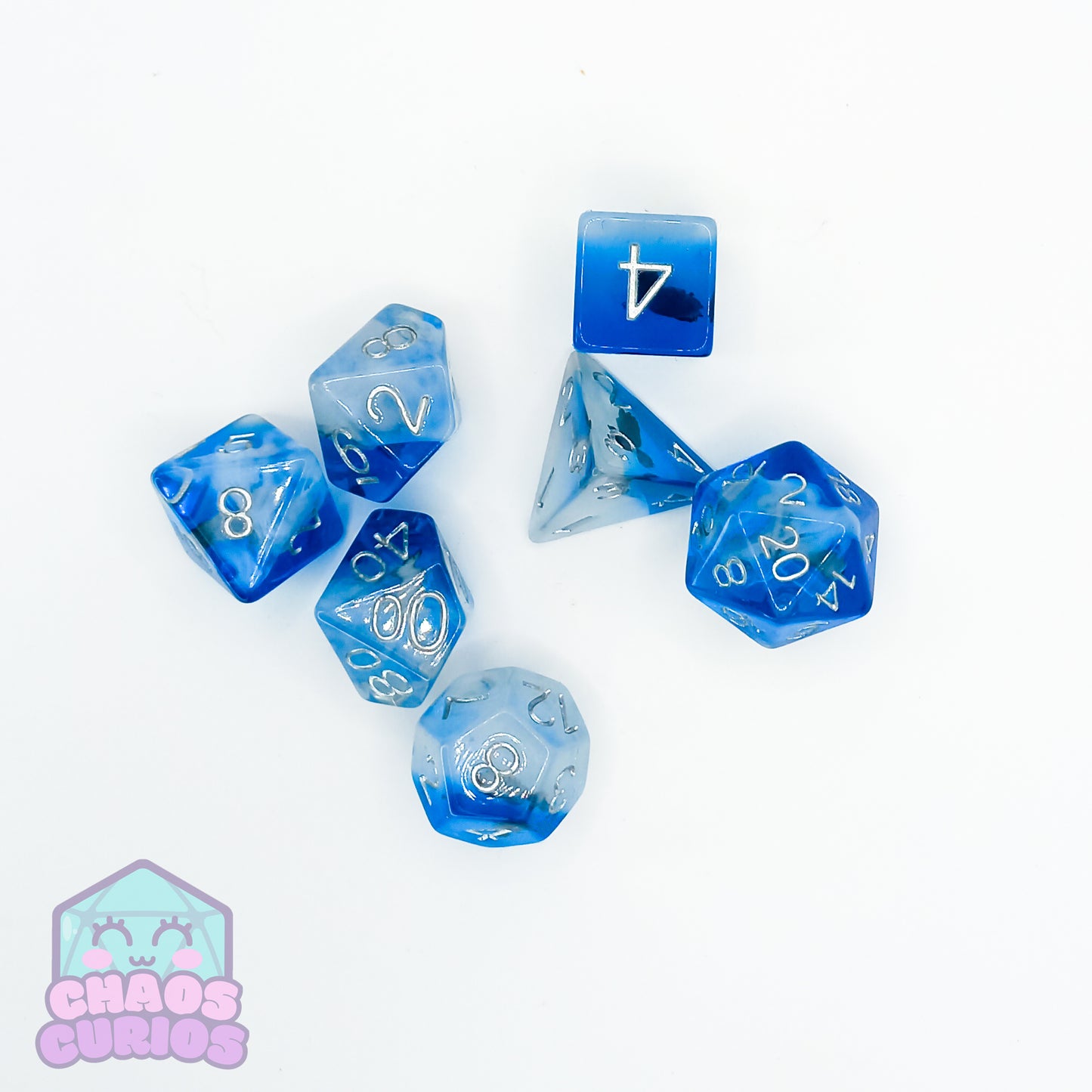 Black Bird Cormorant over the Sea 7-piece Resin Dice Set