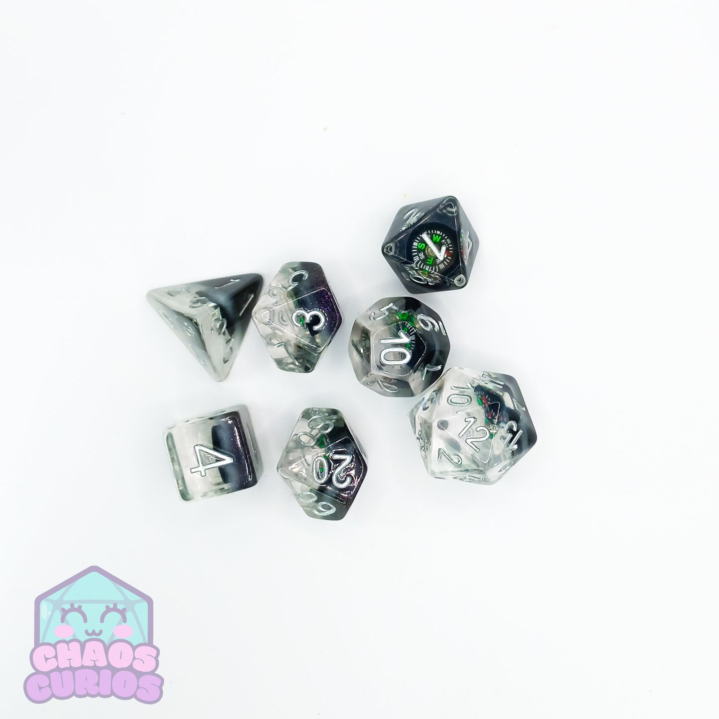 Compass 7-piece Resin Dice Set