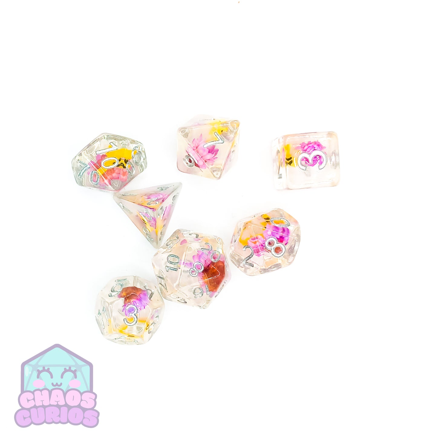 Bees and Flowers 7-piece Resin Dice Set