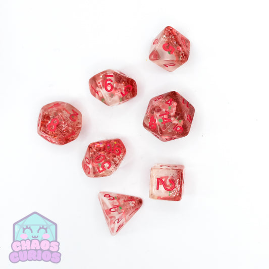 Strawberry Bear 7-piece Resin Dice Set