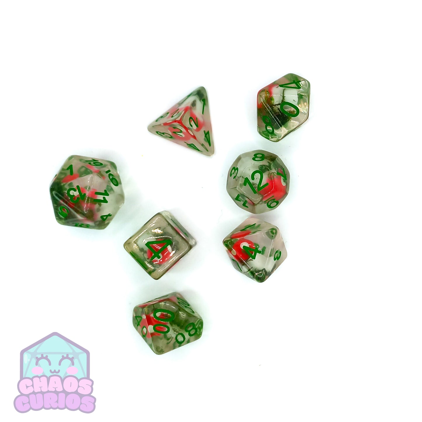 Red Toadstool 7-piece Resin Dice Set