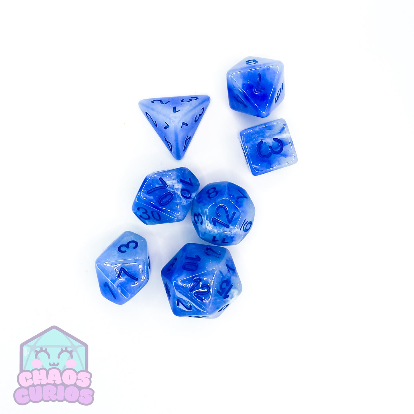 Snowflake Blue 7-piece Resin Dice Set