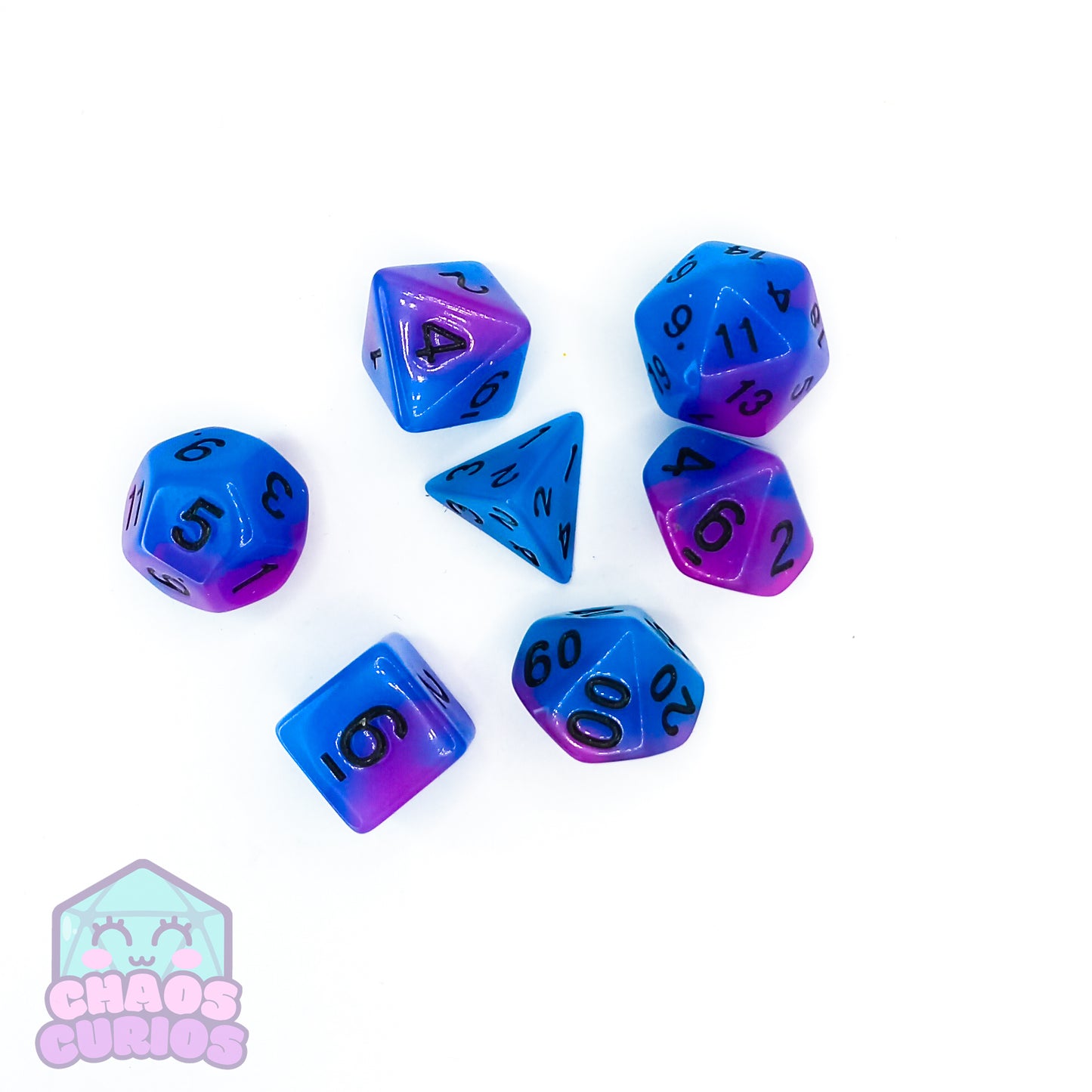 Purple Glow in the Dark 7-piece Dice Set