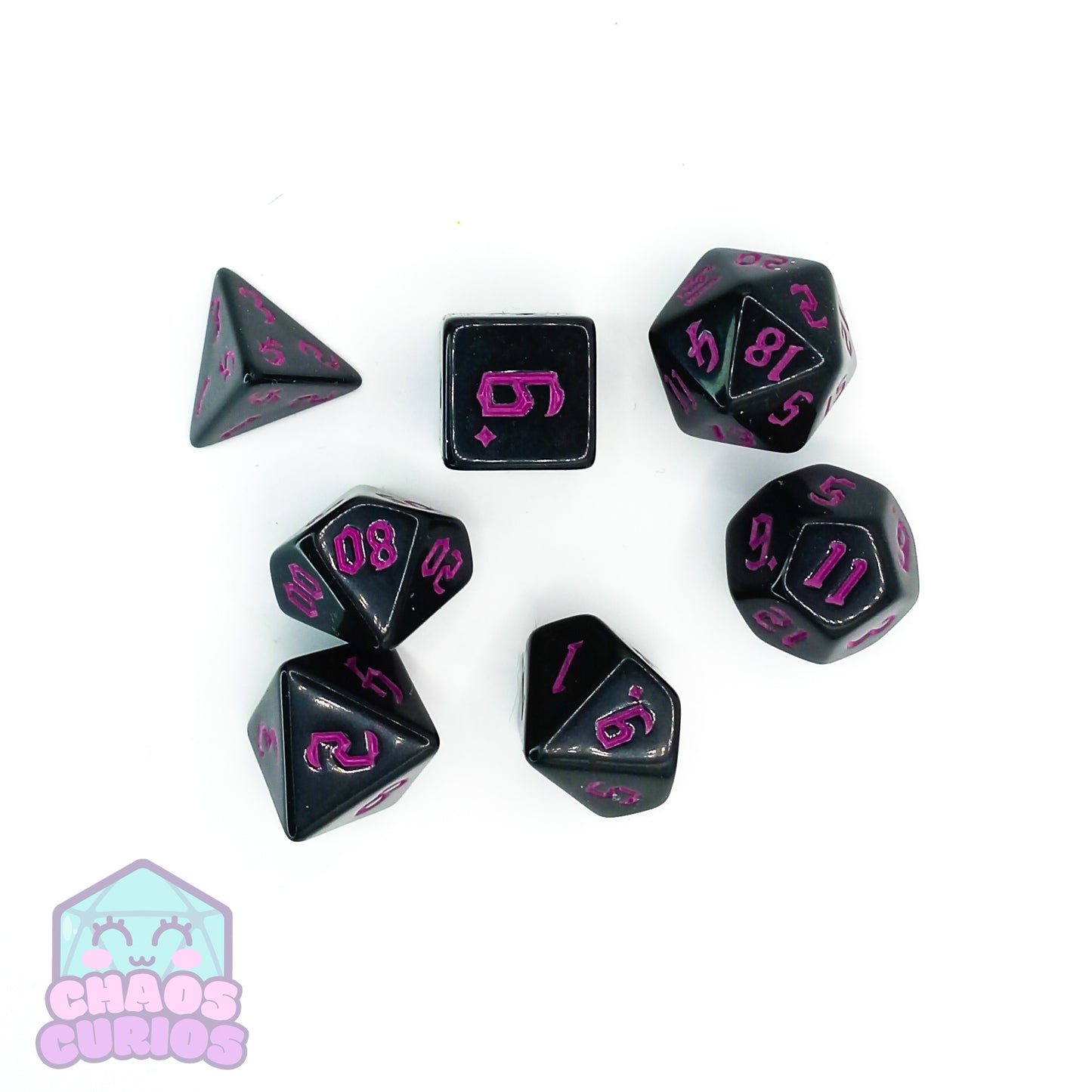 Black Purple Chaos 7-piece Dice Set