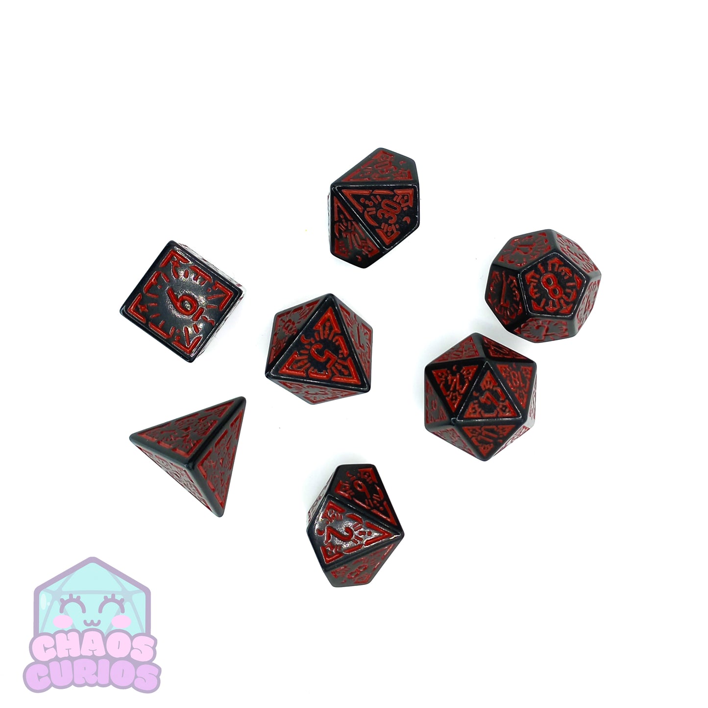 Red Black Glyph 7-piece Dice Set