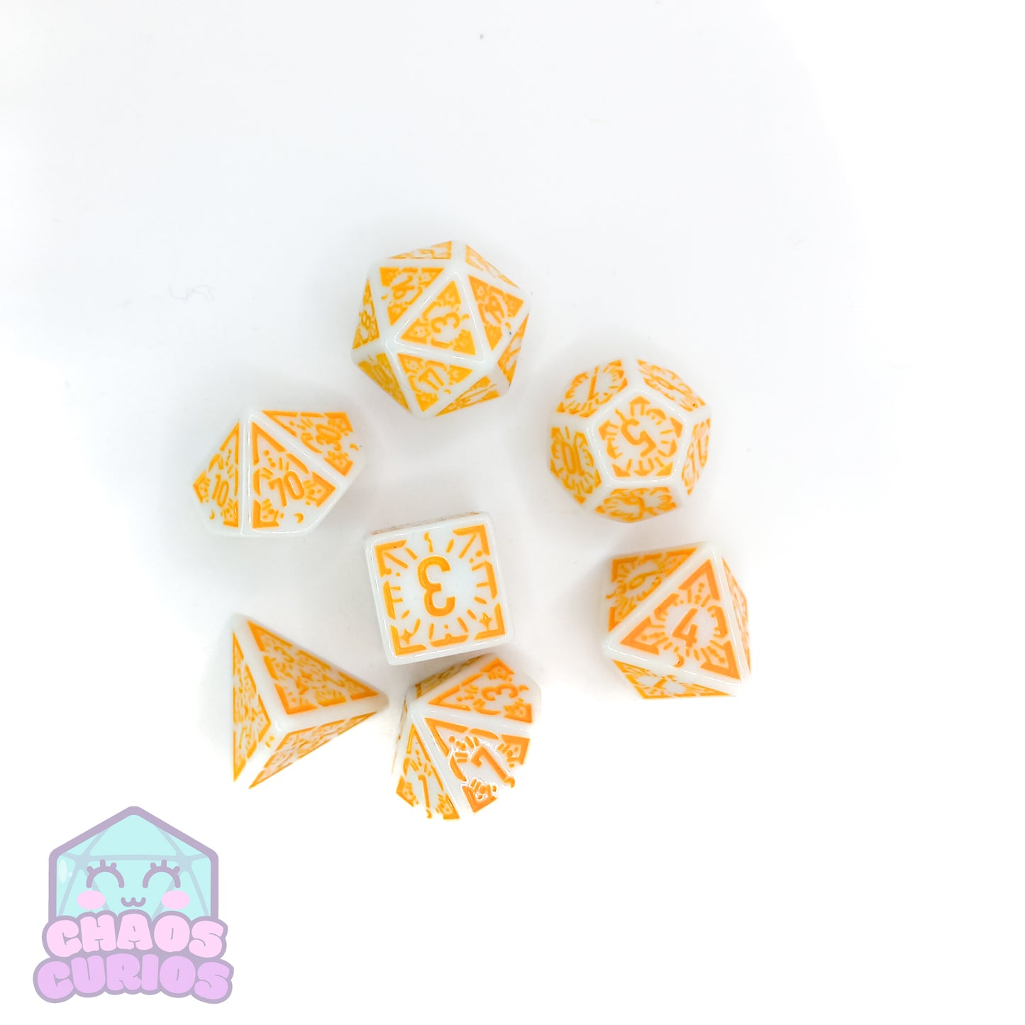 Yellow White Glyph 7-piece Dice Set