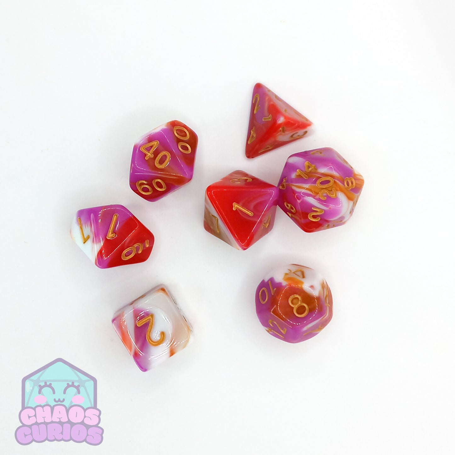 Chaotic Lesbians 7-piece Dice Set