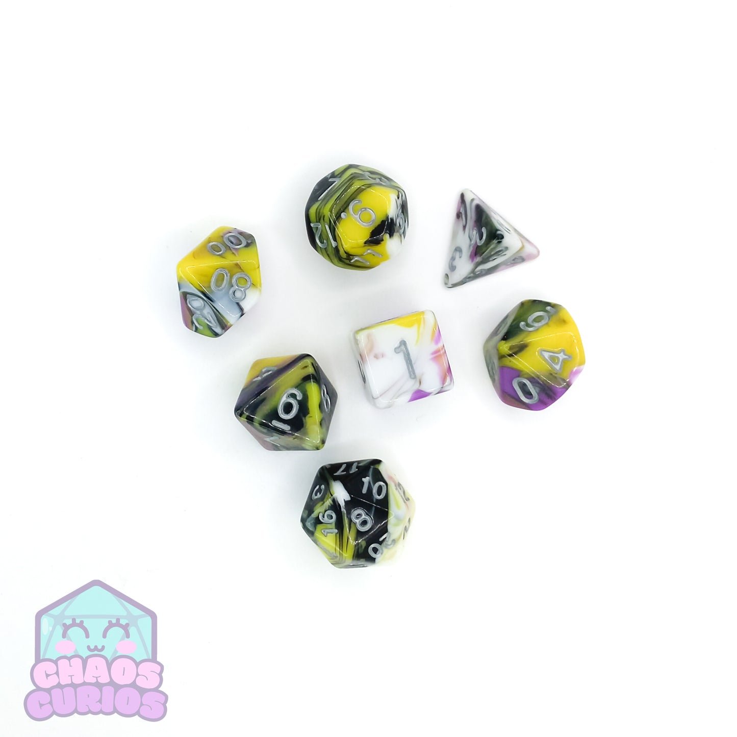 Chaotic Non-Binary 7-piece Dice Set