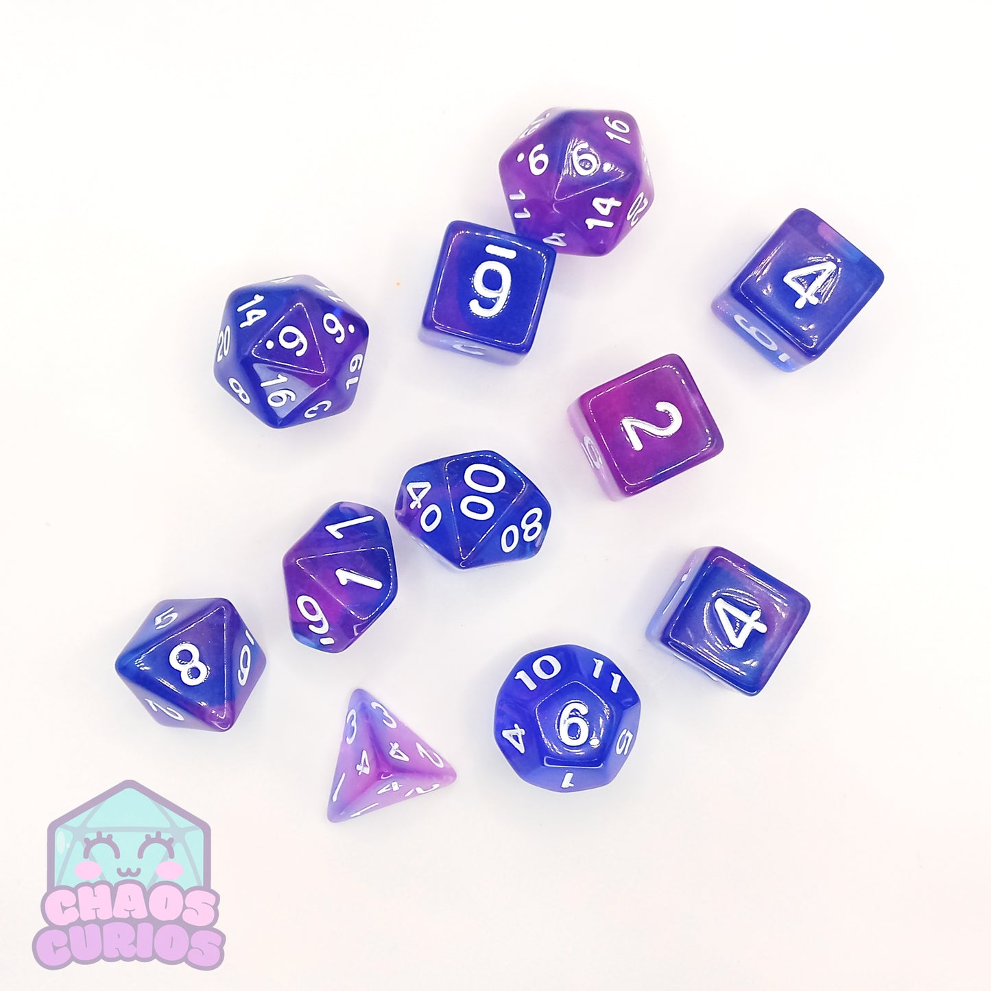 Purple Blue Swirl 11-piece Dice Set