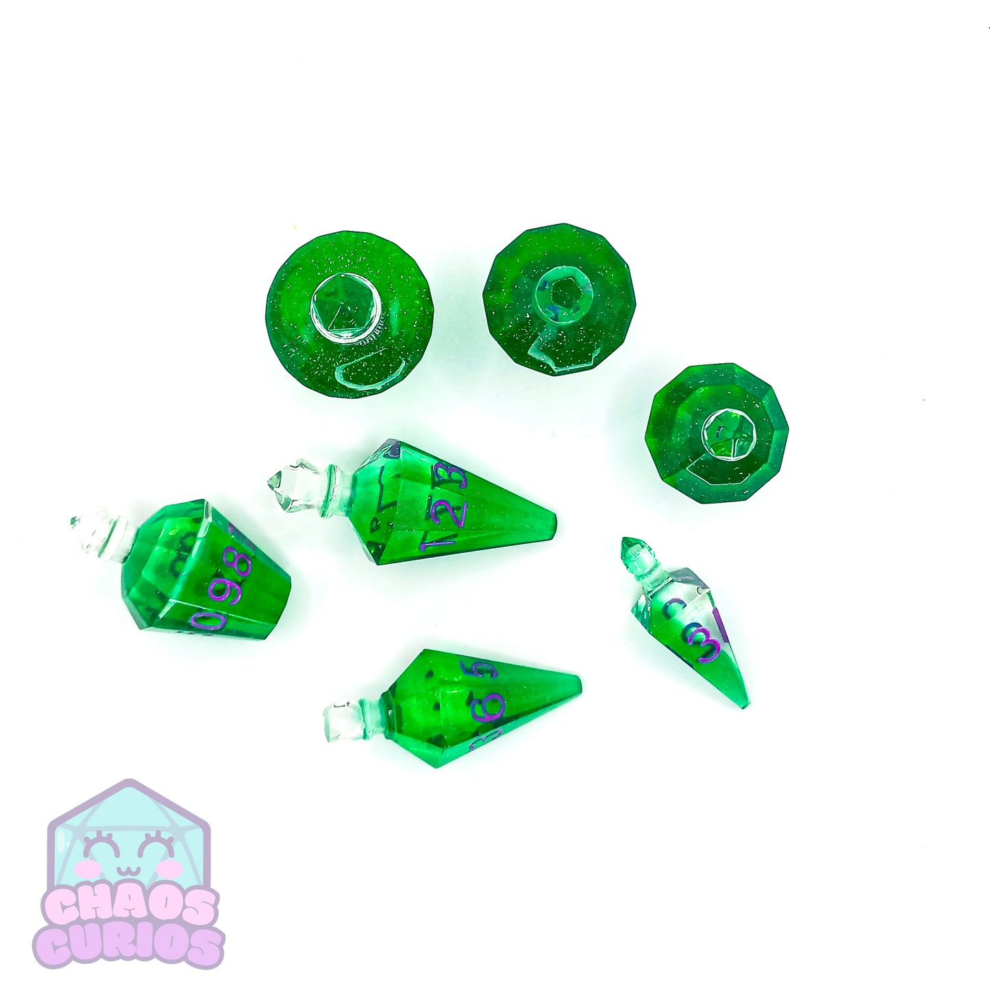 Green Potion Bottle Dice 7-piece Resin Dice Set