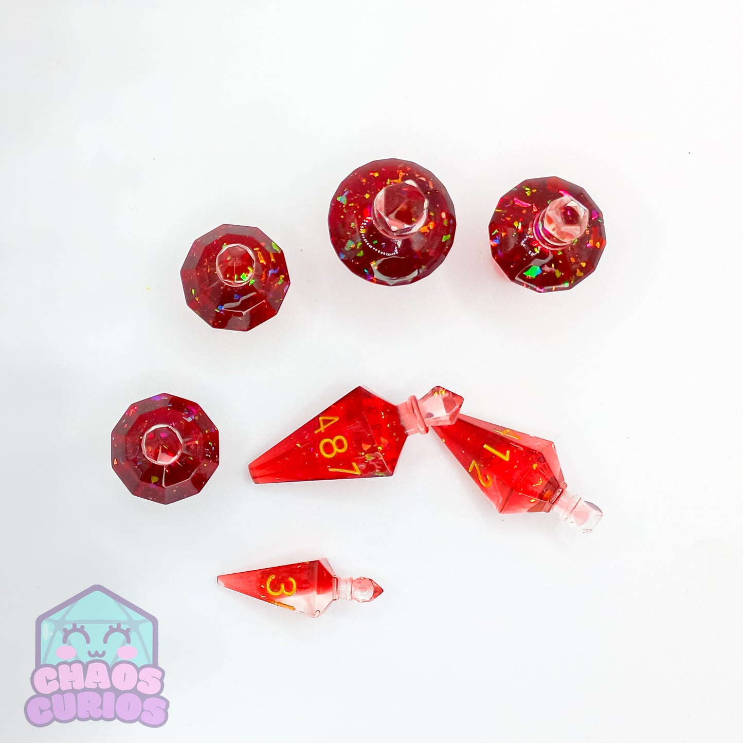 Red Potion Bottle Dice 7-piece Resin Dice Set