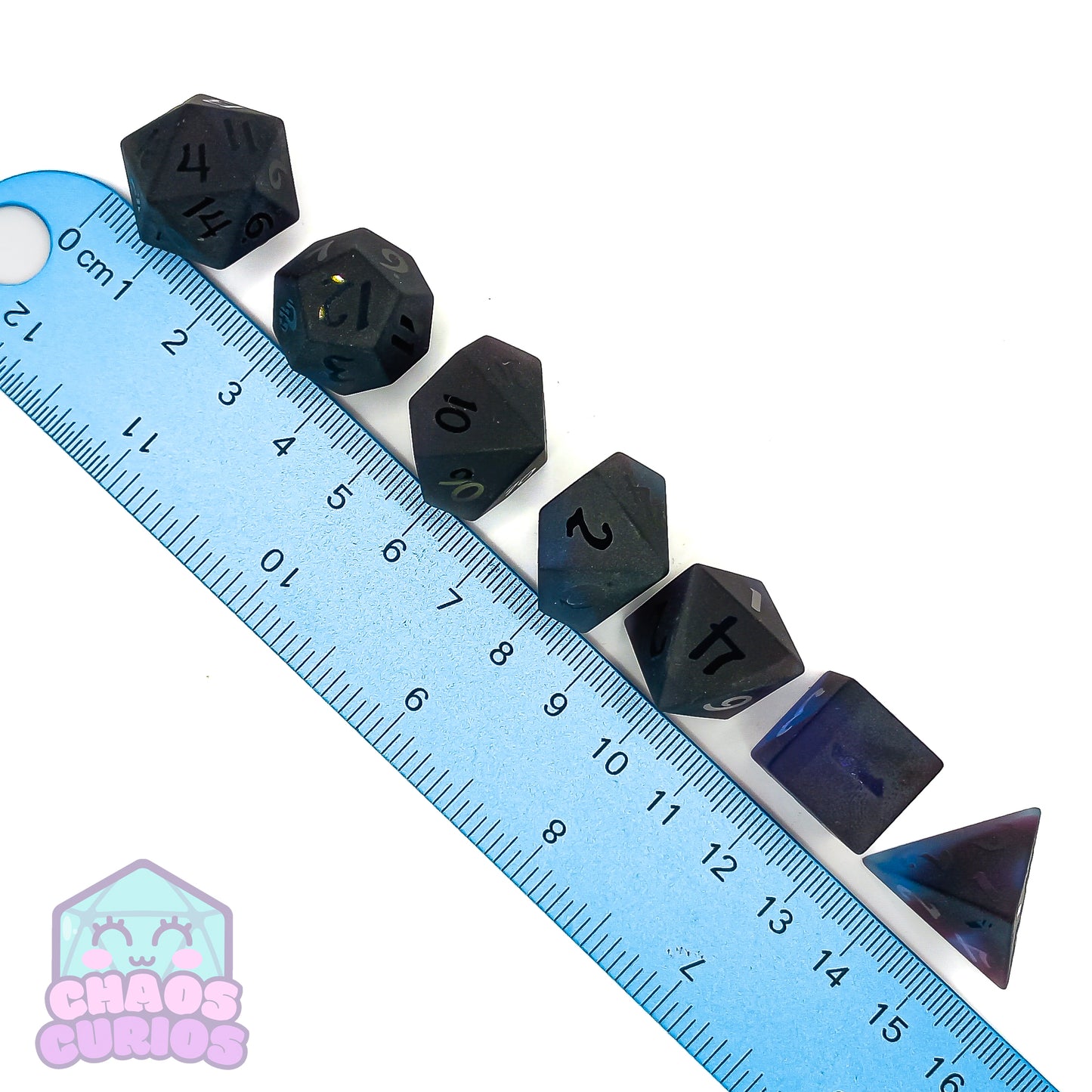 Dark Purple Glass 7-piece Sharp Edged Dice Set