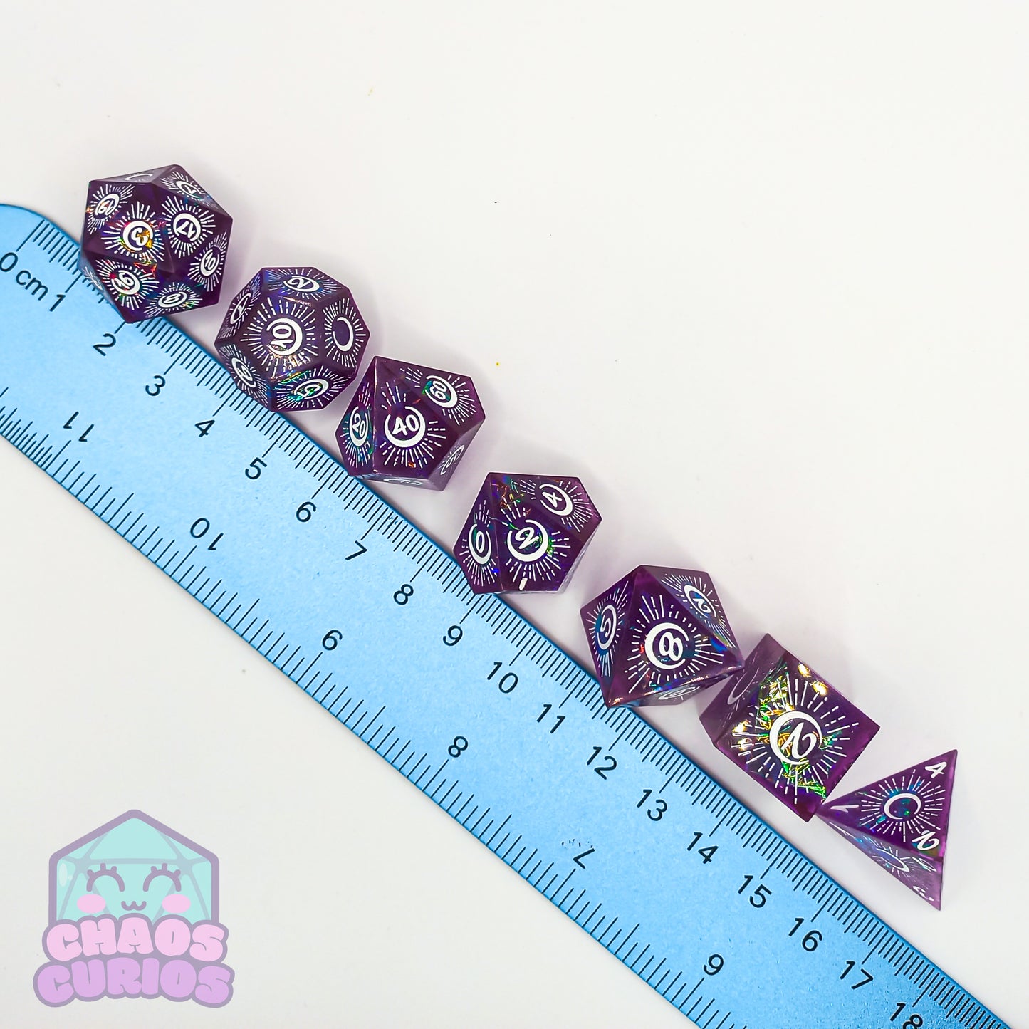 Purple Mystical Moon 7-piece Sharp Edged Resin Dice Set