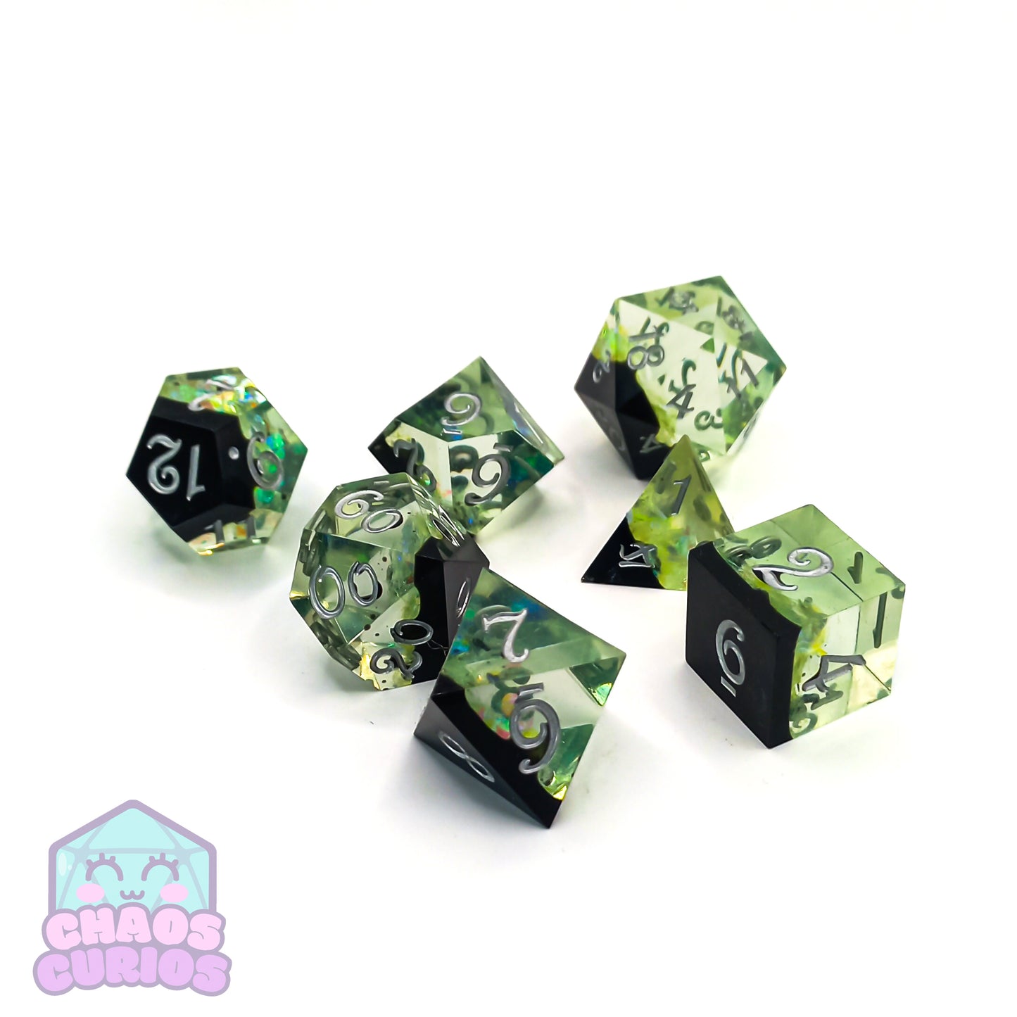 Leafy Lake Carnival 7-piece Sharp Edged Resin Dice Set