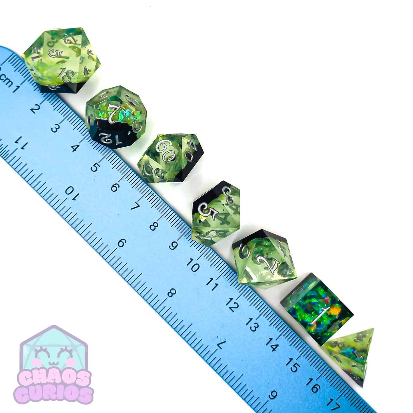 Leafy Lake Carnival 7-piece Sharp Edged Resin Dice Set