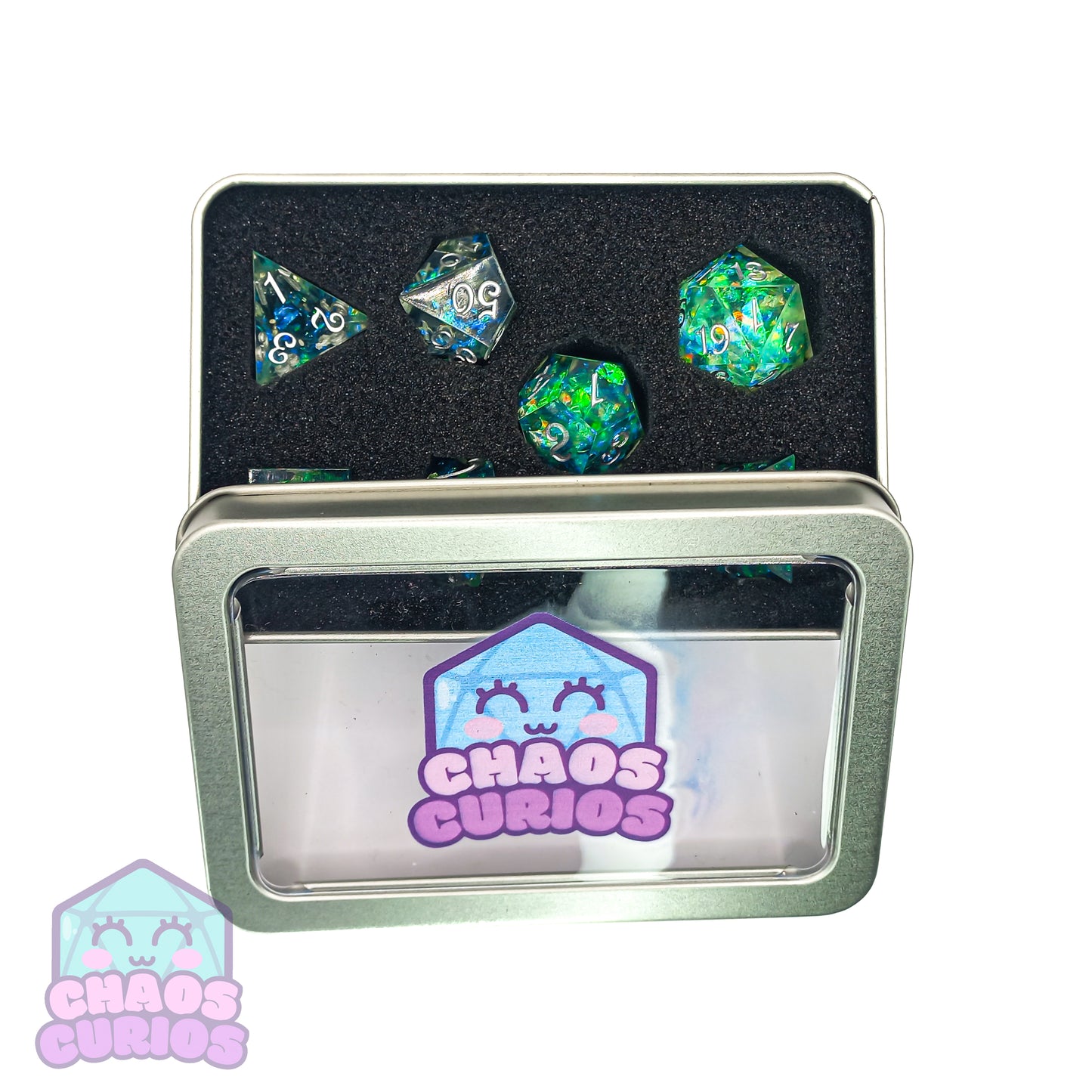 Leafy Lake Carnival 7-piece Sharp Edged Resin Dice Set