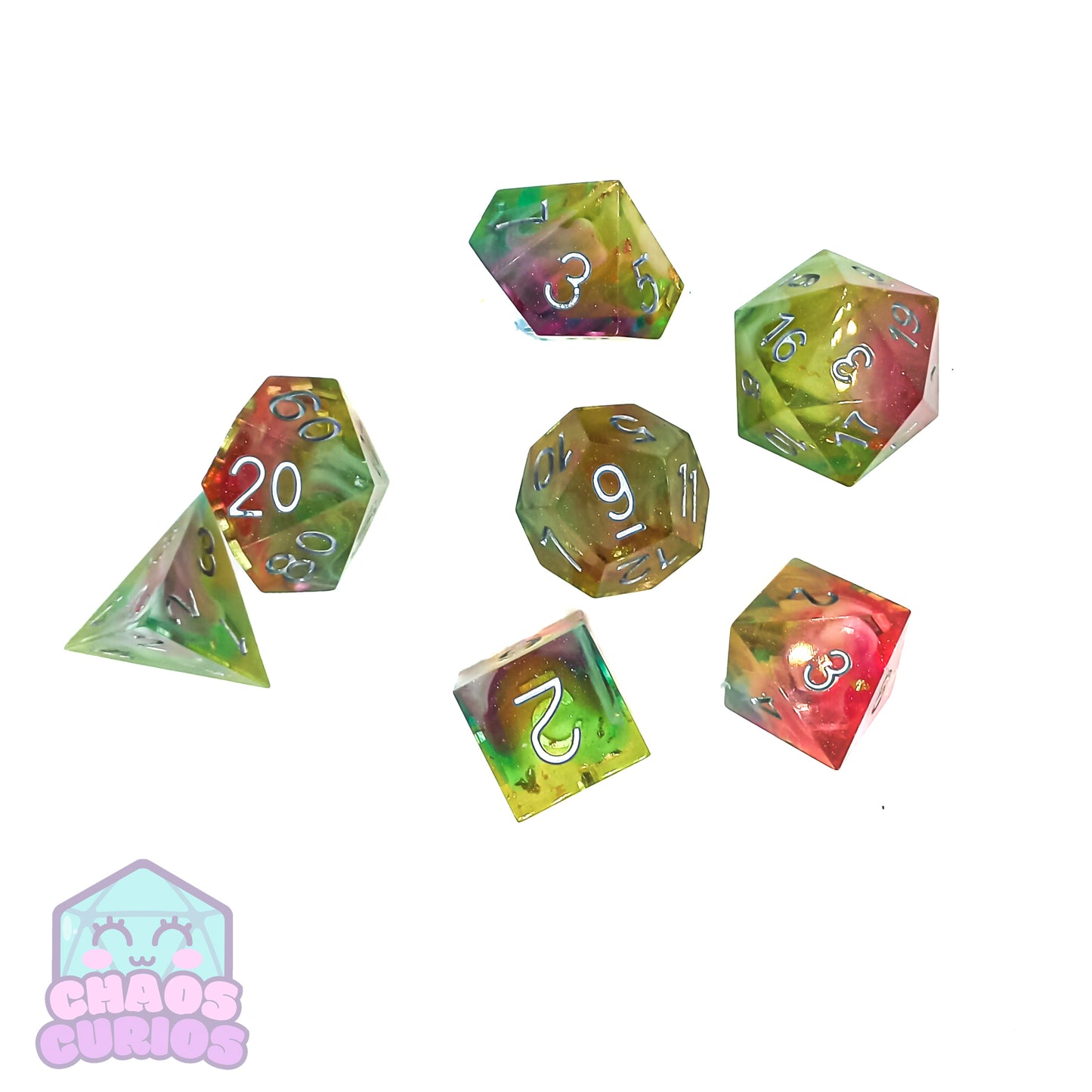 Feywild Dreams 7-piece Sharp Edged Resin Dice Set