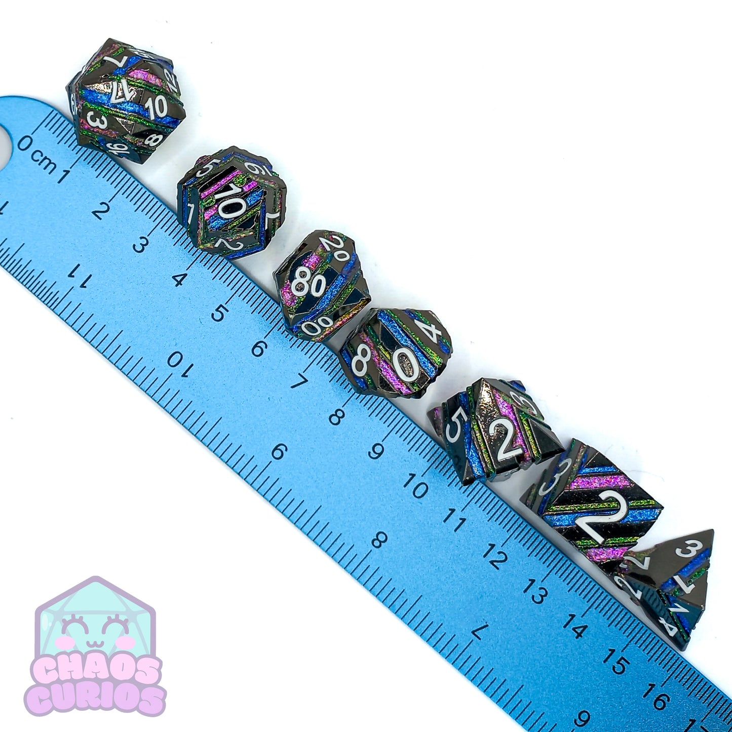 Striped Glitter Liquorice Allsorts 7-piece Metal Dice Set