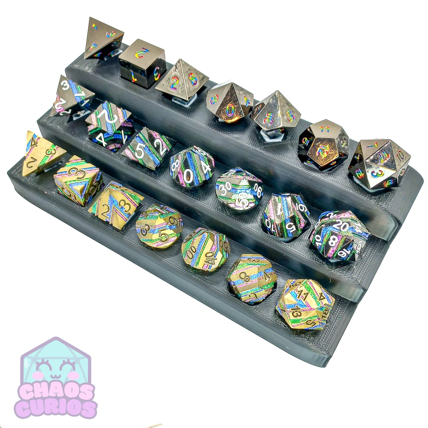 Striped Glitter Liquorice Allsorts 7-piece Metal Dice Set