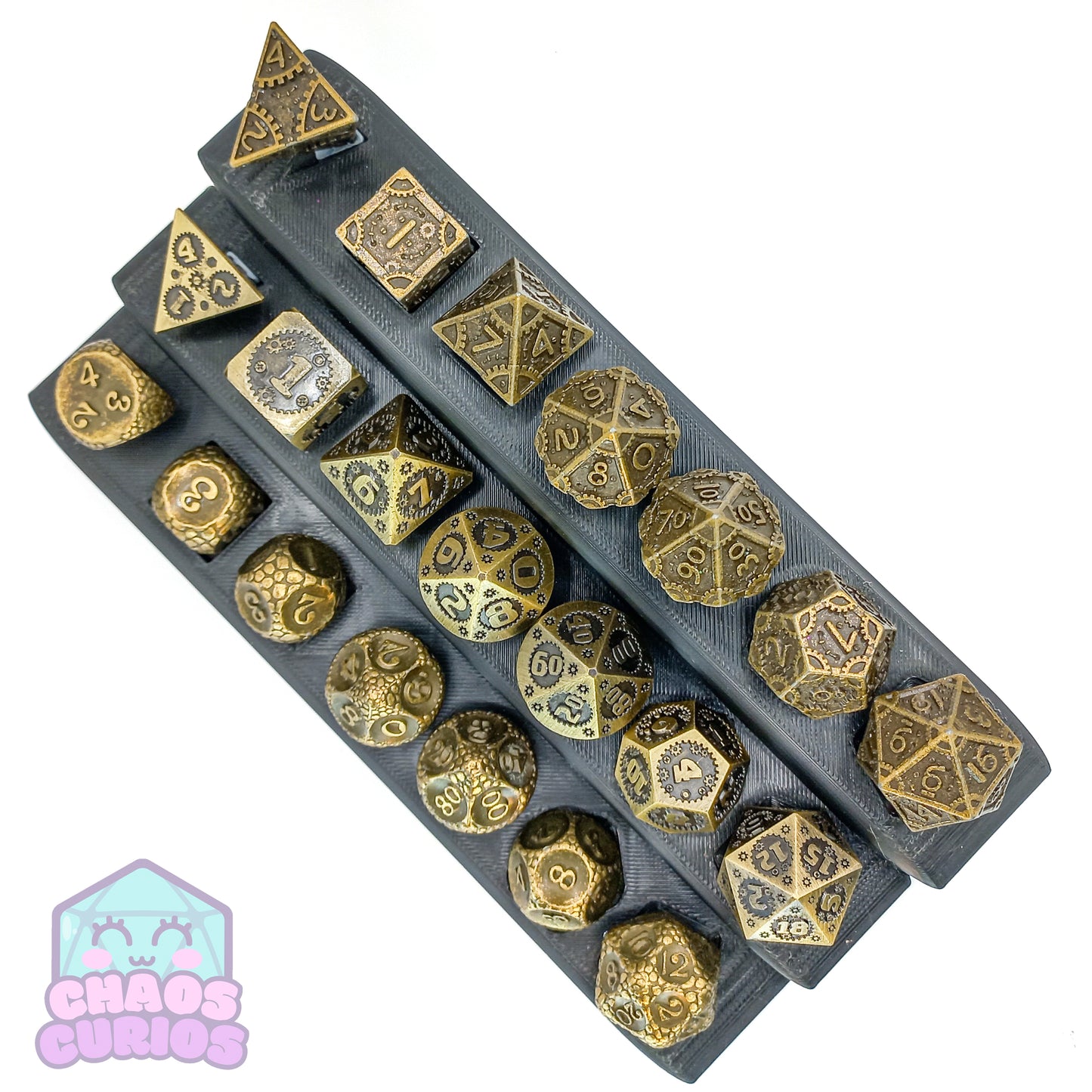 Steampunk Cogs Bronze 7-piece Metal Dice Set