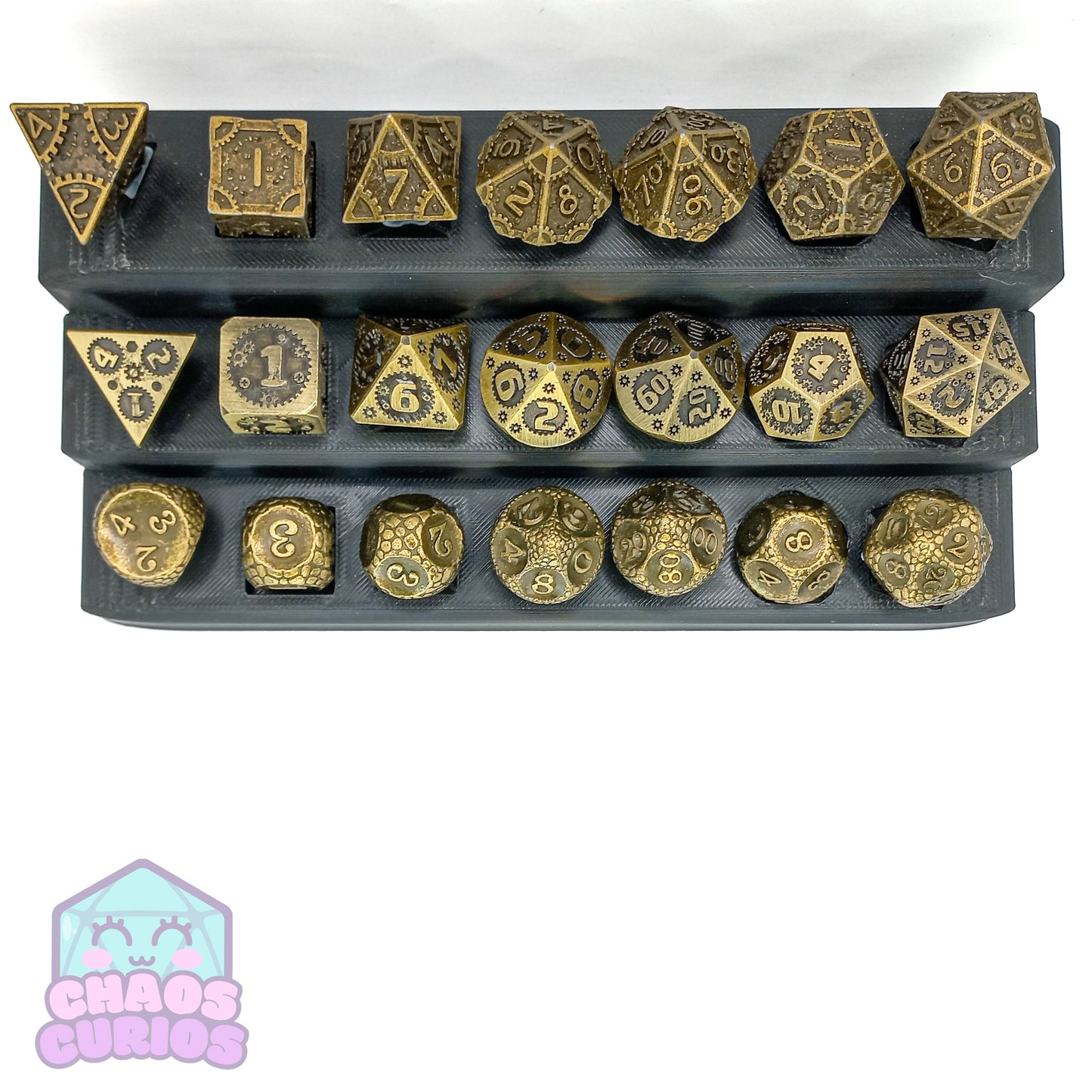 Steampunk Cogs Bronze 7-piece Metal Dice Set