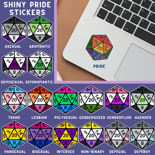 D20 Pride Flag Shiny Stickers