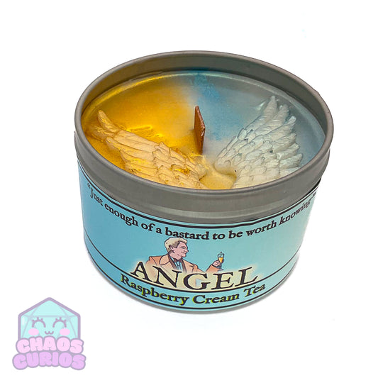 Angel Vegan Coconut Wax Candle, Raspberry Scone Cream Tea, Black Raspberry and Vanilla, 35 hrs+ burn time, Angel/Demon Inspired Candle, Good Omens Candle, Good Omens Fandom