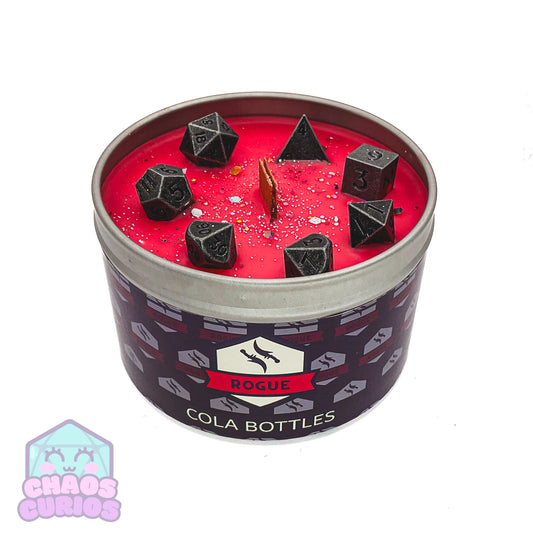 Rogue, DnD Character Candle, DnD Dice Candle, Wooden Wick, Cola Bottles Scented, Roleplay Candle, Dice Wax Melts, 35+ Hours