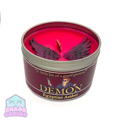 Demon Vegan Coconut Wax Candle, Egyptian Amber and Cedar Flames, 35 hrs+ burn time, Angel/Demon Inspired Candle, Good Omens Candle, Good Omens Fandom