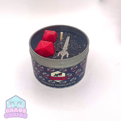 Blood Hunter, DnD Character Candle, DnD Dice Candle, Wooden Wick, Mango Margarita Scented, Roleplay Candle, Dice Wax Melts, 35+ Hours