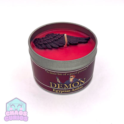 Demon Vegan Coconut Wax Candle, Egyptian Amber and Cedar Flames, 35 hrs+ burn time, Angel/Demon Inspired Candle, Good Omens Candle, Good Omens Fandom