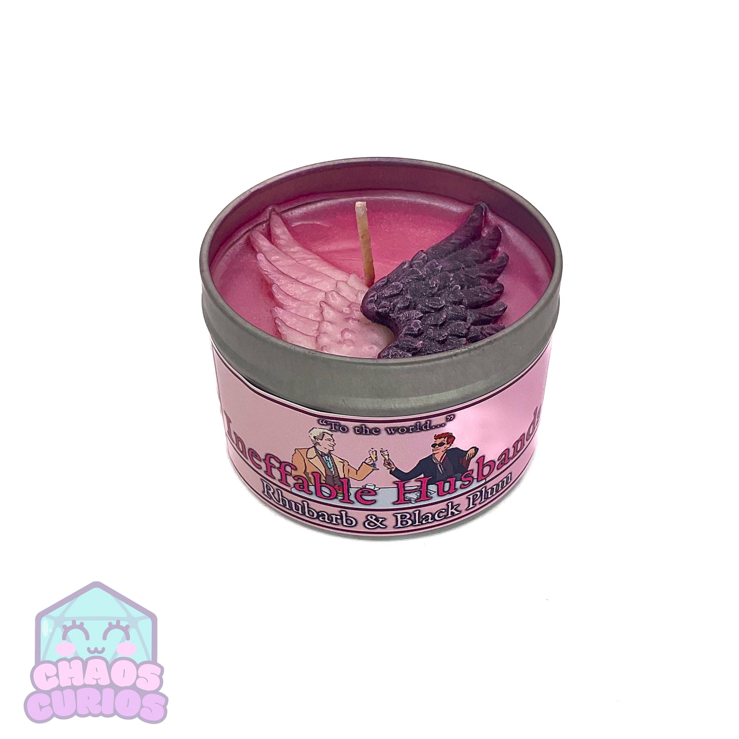 Ineffable Husbands Vegan Coconut Wax Candle, Rhubarb and Black Plum, 35 hrs+ burn time, Angel/Demon Inspired Candle, Good Omens Candle, Good Omens Fandom