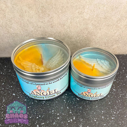 Angel Vegan Coconut Wax Candle, Raspberry Scone Cream Tea, Black Raspberry and Vanilla, 35 hrs+ burn time, Angel/Demon Inspired Candle, Good Omens Candle, Good Omens Fandom