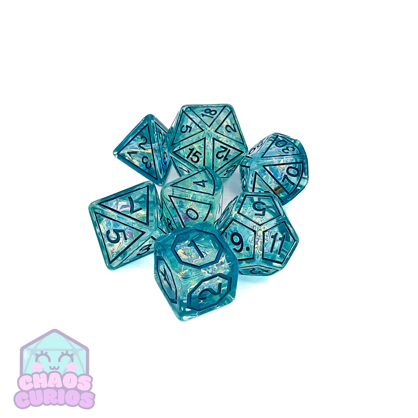 Suncatcher Blue 7-piece Resin Dice Set