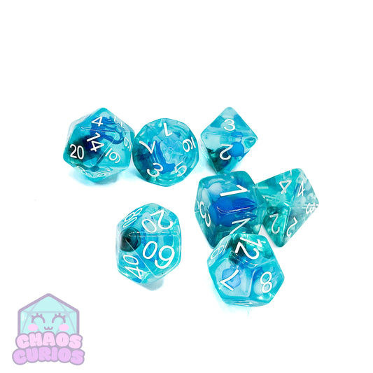 Deep Sea Jellyfish 7-piece Resin Dice Set