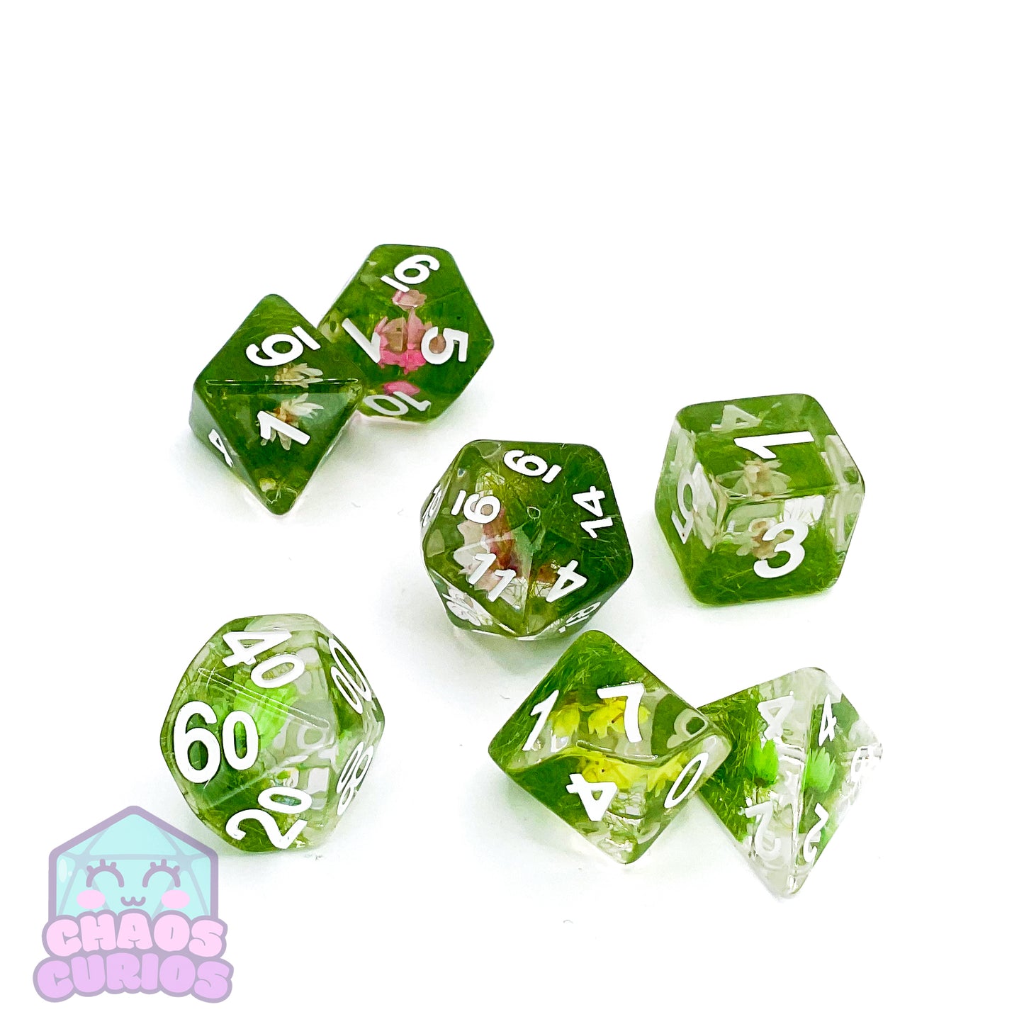 Feywild Flower Field 7-piece Resin Dice Set