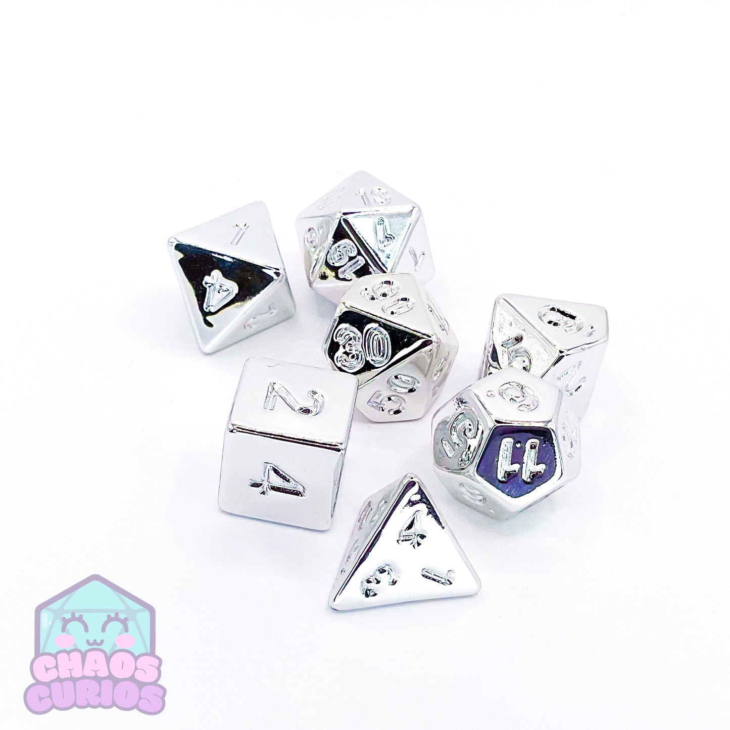 Fool's Silver Electroplated 7-piece Dice Set