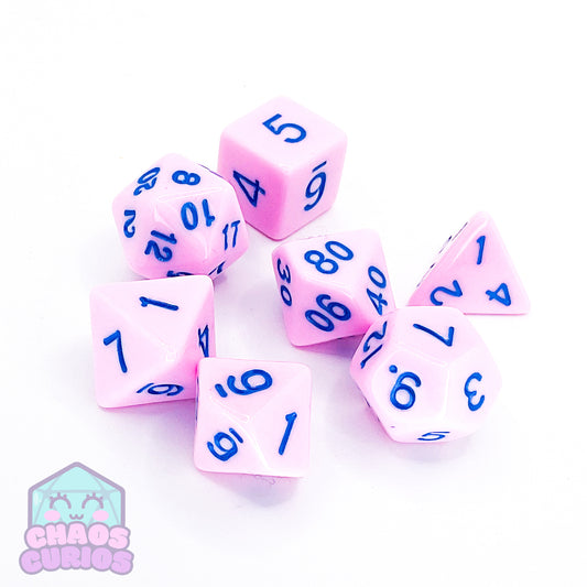 Pink Blue Retro Candy 7-piece Dice Set