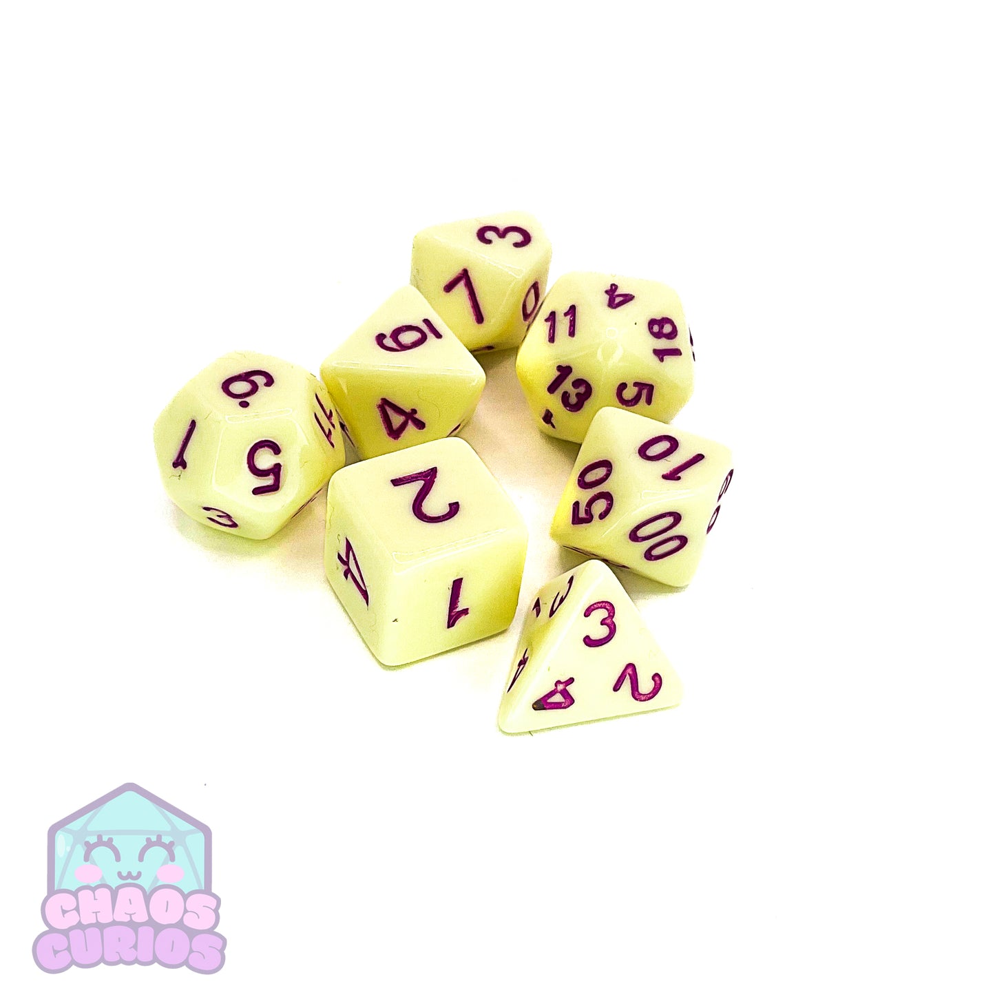 Raspberry Cream Retro Candy 7-piece Dice Set