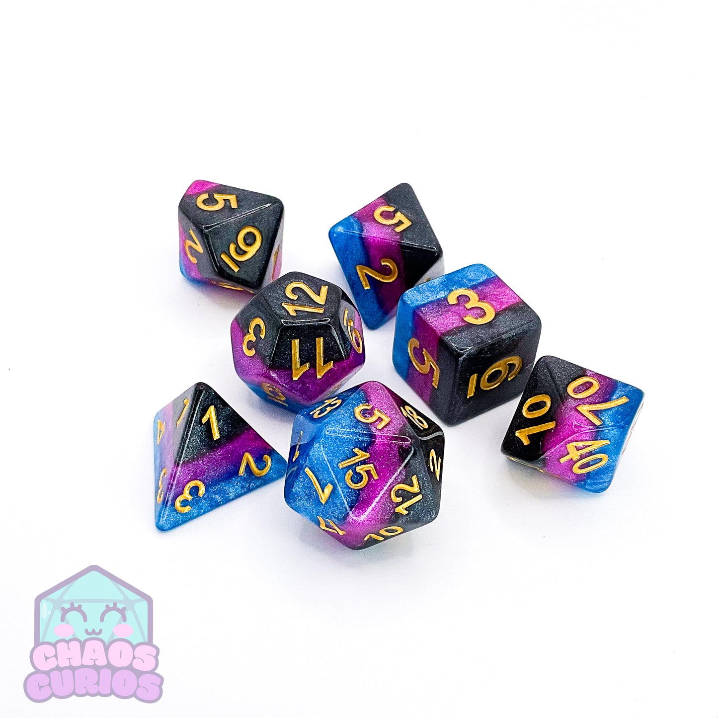 Liquorice Stripes 7-piece Dice Set